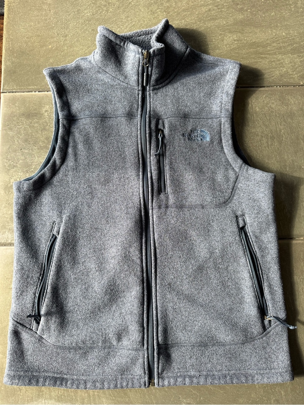 The North Face Heather Blue Fleece Vest with Logo